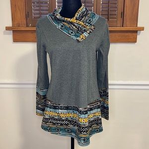 Miusey Long Sleeve Cowl Neck Form Fitting Casual Tunic Top Blouse Medium